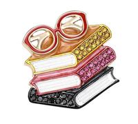 Broche créative en forme de livre et de lunettes symbolisant la sagesse pour la rentrée scolaire unisexe accessoire de mode design léger avec lecteur de strass cadeau, taille unique, Comme décrit