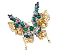 Broche créative en forme de papillon avec strass - Design à deux couches - Clip sécurisé - Pour soirée - Accessoires quotidiens - Épinglette polyvalente, taille unique, Comme décrit