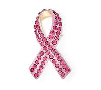 Broche Cristal Ruban Rose Survivante Du Cancer Du Sein - Accent Plaqué Argent - Bijou De Soutien Symbolique Pour Femmes