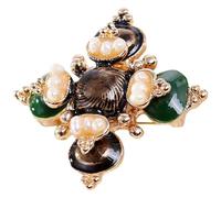Broche Croix Baroque en Perles pour Femmes, Alliage Vert | Accent Rétro, Fixation Sûre sur Robe ou Pull, Style Baroque pour Fêtes, Anniversaire, Événements Formels