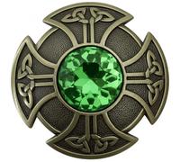 Broche Croix Celtique - Kilt écossais et châle - Nœud complexe et pierre précieuse - 7,6 cm - Idéal pour femme et homme - Pour vêtements Highland - Cape - Écharpe ou châle, 7.60cm, Métal