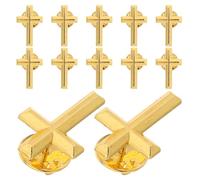 Broche Croix Dorée 12 Pièces Style Classique, en Alliage | Finition Métal Polie, Attache Sûre, Présent de Groupe, pour Membres, Parrains et Marraines