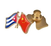 Broche Croix Drapeau Chine Et Cuba - Broche Personnalisée En Cristal En Forme De Drapeau, Épinglette Patriotique Pour Vêtements, Écharpes, Sacs, Chapeaux, Accessoires Pour Femmes Et Hommes, Bouton B
