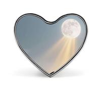 Broche Cœur Clair de Lune Solitaire, à accrocher à un sac à dos ou un revers de veste. Idéale pour la Saint-Valentin ou un anniversaire.