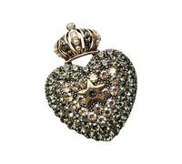 Broche cœur compacte en forme de couronne avec, ton | Look bordure en perles pour pull à col de chemise, finition dorée pour vêtements de fête quotidien