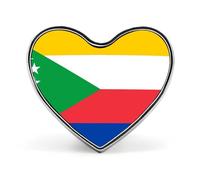 Broche cœur drapeau des Comores, insigne à porter sur un sac ou une chemise, bijou personnalisé pour une soirée