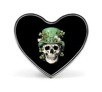 Broche cœur en forme de crâne et de trèfle pour la Saint-Patrick, style irlandais, à porter comme insigne sur un sac ou une chemise. Bijou personnalisé pour une fête.
