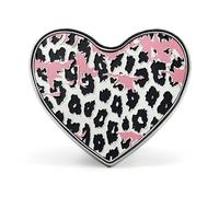 Broche cœur en métal imprimé léopard pêche, 2,5 cm, légère et aux bords lisses. Un badge d'amour polyvalent pour chemises, vestes et sacs. Idéal comme cadeau pour les amis et la famille.