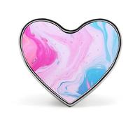 Broche cœur en métal, motif marbré coloré bleu pastel et violet, à porter sur un sac à dos ou un revers de veste. Broche Sain