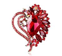 Broche Cœur En Zircone Cubique Épingle à Revers Élégante Pour Robe Costume Chapeau Mariage Noël Anniversaire Accessoire Femme Homme Cadeau Amour Promesse Décoration (rouge)