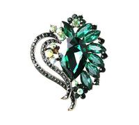 Broche Cœur En Zircone Cubique Épingle à Revers Élégante Pour Robe Costume Chapeau Mariage Noël Anniversaire Accessoire Femme Homme Cadeau Amour Promesse Décoration (vert)