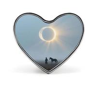 Broche cœur « Ombre solitaire au clair de lune » et lotus au clair de lune, idéale pour sacs à dos ou revers de veste. Parfaite pour la Saint-Valentin ou un anniversaire.