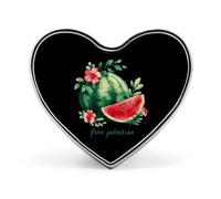 Broche cœur pastèque Palestine libre - Bijou personnalisé pour sac, chemise ou soirée
