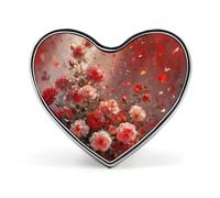 Broche cœur rose rouge flamboyante, renard et raisin, pour sac à dos ou revers, Saint-Valentin, anniversaire