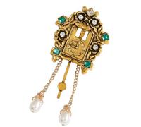 Broche d ' horloge en Cage historique avec décoration de chaîne pour manteau de costume, bijoux de mode médiévale, broche en fin pour femmes