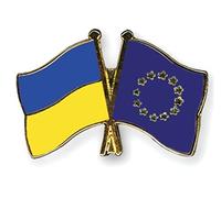Broche d'amitié Ukraine - Drapeau de l'Europe de l'Union européenne - Badge en métal, émail dur