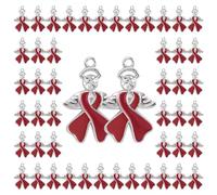 Broche d'ange en alliage avec emblème en forme de nœud ruban et forme de cœur pour les groupes soins et soutien mutuel, ensemble 50 pièces (C, 3X2CM)