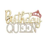Broche d'anniversaire pour femme avec inscription « It's My Birthday » en forme de couronne de reine, strass et cristaux - Grande épingle à nourrice - Bijoux tendance pour fête d'anniversaire, 1