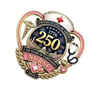 Broche d'appréciation de la fête des infirmières 250e année commémorative pour hommages du personnel médical, cadeaux américains symboliques, bijoux élégants pour infirmière patriotique