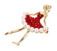Broche de Ballerine en Cristaux, Alliage de Zinc, Décorative | Style Chic et Délicat, Forme Danseuse, pour Paquet et Paquet à Dos, Finition Rouge