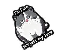 Broche de chat de dessin animé, bijoux d ' impatience, émotion et drôle, je vais bien, c ' est juste, badge émaillé pour un usage quotidien Impatience Badge