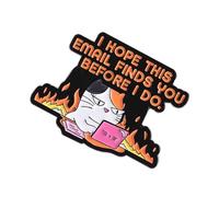 Broche de chat de dessin animé en colère pour soulager le stress travail, accessoire en métal solide avec un design humoristique pour adultes, épingle de motivation travail amusante