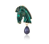 Broche de cheval à pois européens et américains - Tête de cheval - Fleur - Accessoires de vêtements, Pierre Verre Pierre Émail Verre, Zircone cubique Agate Obsidienne