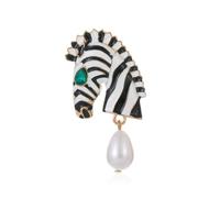 Broche de cheval à pois européens et américains - Tête de cheval - Fleur - Accessoires de vêtements, Pierre Verre Pierre Émail Verre, Zircone cubique Agate Obsidienne