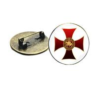 Broche de Chevalier Templier en Verre Cabochon en Forme de Croix de Franc-Maçon - Argent - DINGYUE
