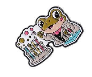 Broche de chimiste grenouilles de dessin animé avec tube de test de microscope pour les amateurs de laboratoire broche de dessin animé, taille unique, Comme décrit
