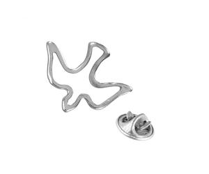 Broche de confirmation argentée - Motif colombe du Saint-Esprit - Motif oiseau - Excellent cadeau chrétien - Accessoire spirituel pour vêtements et sacs, 2cm, Métal