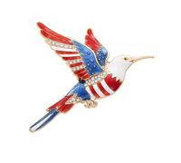 Broche de Corsage colibri drapeau américain, broche en alliage Zn, décoration de poitrine pour costume, manteau, chapeau, épingle à revers patriotique