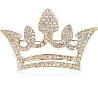 Broche de couronne, broche de couronne royale de la reine pour les femmes hommes mode or argent strass cristal broches épingle fête de mariage banquet anniversaire (K)