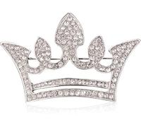 Broche de couronne, broche de couronne royale de la reine pour les femmes hommes mode or argent strass cristal broches épingle fête de mariage banquet anniversaire (E)