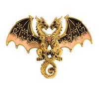 Broche de dragon unique à deux têtes, pièces de déclaration antiques de ton or et argent pour vêtements d ' extérieur, bijoux de déclaration
