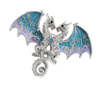 Broche de dragon unique à deux têtes, pièces de déclaration antiques de ton or et argent pour vêtements d ' extérieur, bijoux de déclaration