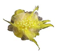 Broche de fleur d'art en tissu-grande épingle de Corsage en tissu de plumes for femmes et accessoires de vêtements bijoux(Yellow)