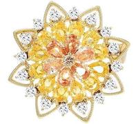 Broche de fleur de cristal, broche de cristal scintillante Pin Vintage strass Bridal Broche Lapel Pin (tournesol rond jaune)