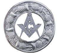 Broche de kilt chardon écossais pour homme - Laiton antique, broche ronde celtique et broche pour kilt et mouche, écharpe écossaise, châle pour femme, accessoire de costume Highland, 10cm, Métal