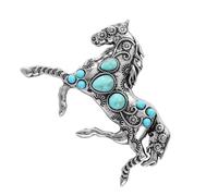 Broche de l'année du cheval 2026 en alliage ornée de faux bijoux turquoise pour tous les jours Accessoire de mode Turquoise, One Size, Comme décrit