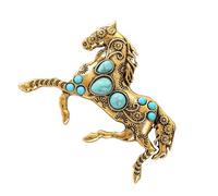 Broche de l'année du cheval 2026 en alliage ornée de faux bijoux turquoise pour tous les jours Accessoire de mode Turquoise, One Size, Comme décrit