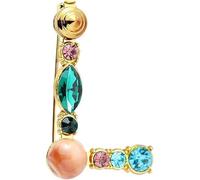 Broche de lettre A-Z avec cristal, perle de cristal broche initiale émail plaqué or coloré lettre alphabet épingle de poitrine bijoux pour cadeaux (U)