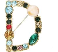 Broche de lettre A-Z avec cristal, perle de cristal broche initiale émail plaqué or coloré lettre alphabet épingle de poitrine bijoux pour cadeaux (F)
