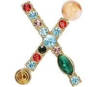 Broche de lettre A-Z avec cristal, perle de cristal broche initiale émail plaqué or coloré lettre alphabet épingle de poitrine bijoux pour cadeaux (L)