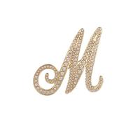 Broche De Lettre De Perle Délicate Pour Femmes Filles Unisexe Plaqué Or Mode A-Z 26 Broches Majuscules De l'Alphabet Épinglettes Robe Costume Accessoires Bijoux Festival Cadeau De Vacances (M)