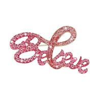 Broche de lettres roses élégantes pour le soutien des cancers du sein, broche en alliage délicat avec des Accents de, accessoires de revers, étincelante
