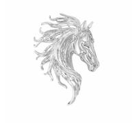 Broche de luxe brillante en forme de tête de cheval, accessoire de fête, cadeau d'anniversaire, M, Acier allié