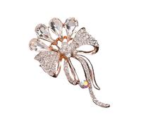 Broche de luxe en forme de fleur en strass en alliage pour femme tenue mode et occasions spéciales accessoire de broche vintage, One Size, Comme décrit