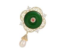 Broche de mariée à breloques avec perles en forme de gouttelettes, filigrane complexe et nœud chinois pour cérémonies, fêtes, occasions formelles, broche creuse en alliage