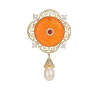 Broche de mariée en alliage robuste avec perles en forme de gouttelettes - Artisanat complexe en filigrane pour célébrations - Broche traditionnelle, taille unique, Comme décrit